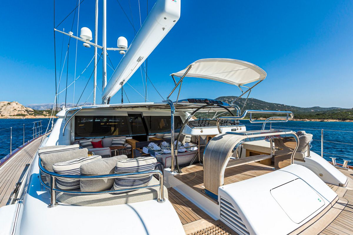 "STATE OF GRACE", a 2013 Perini Navi 39.4m sailing yacht for sale, cockpit