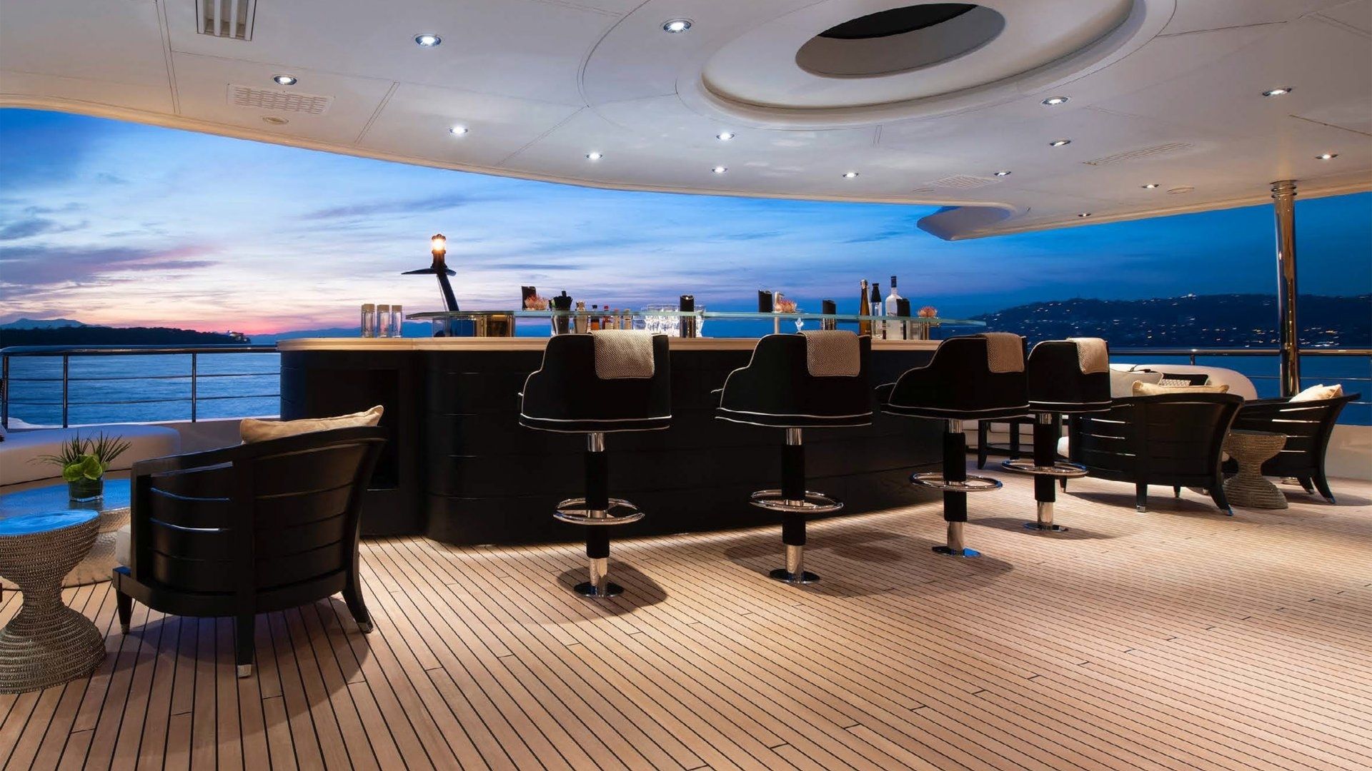 "SUNRAYS", a 2010 Oceanco 85.5m motor yacht for charter, sundeck bar