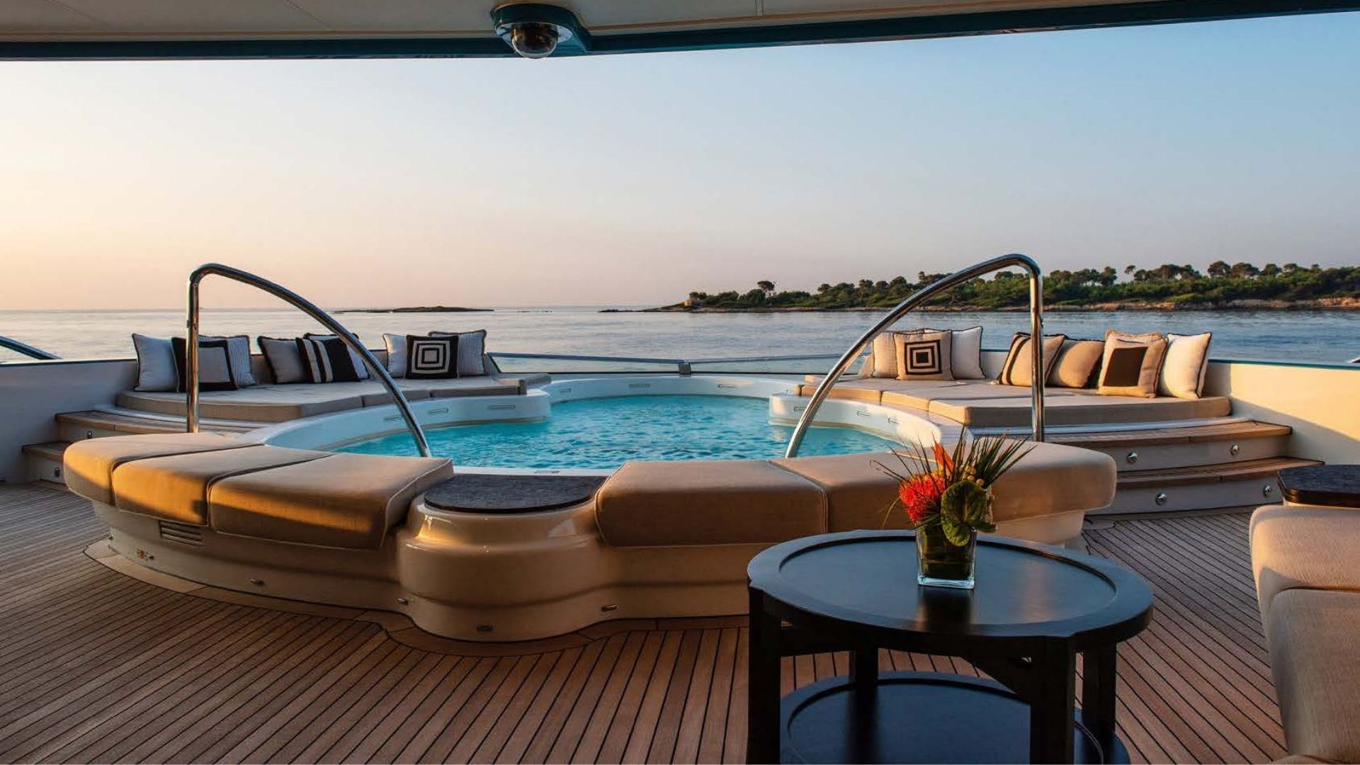 "SUNRAYS", a 2010 Oceanco 85.5m motor yacht for charter, sundeck jacuzzi
