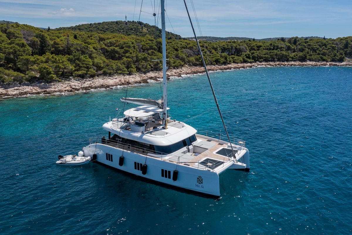 "MR. SI", a 2023 18.3m catamaran for sale, aerial