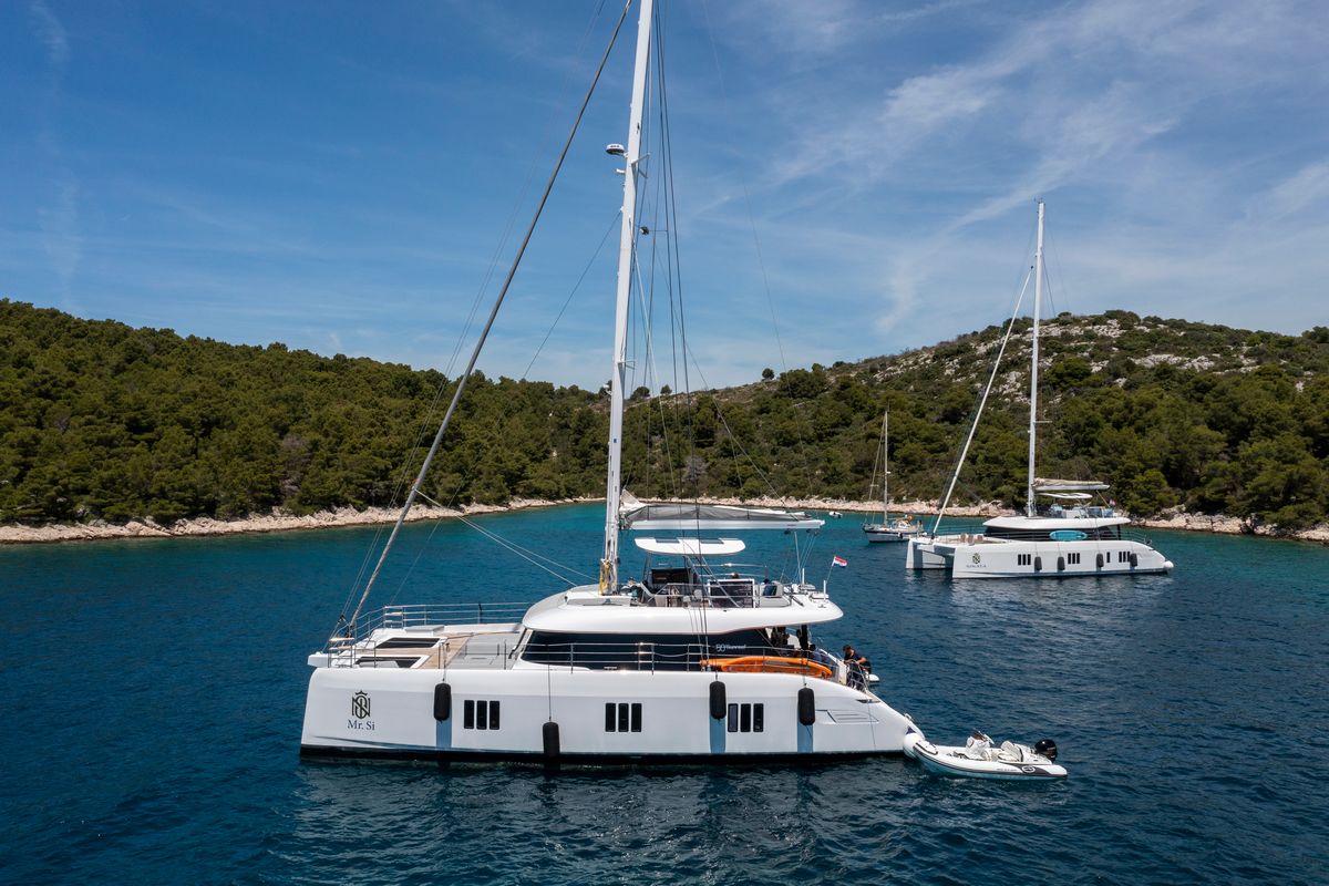 "MR. SI", a 2023 18.3m catamaran for sale, at anchor