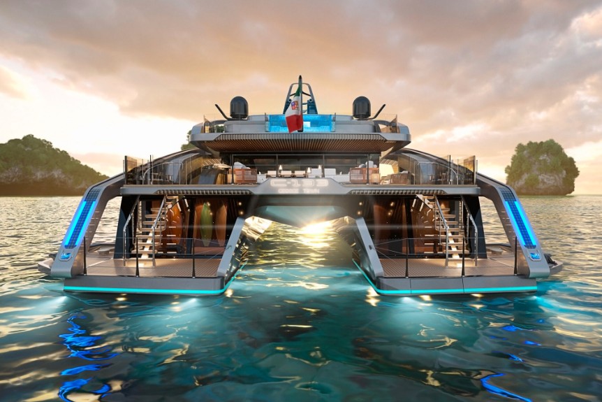 TECNOMAR C133, a 2028 Tecnomar 40.7m catamaran for sale, stern