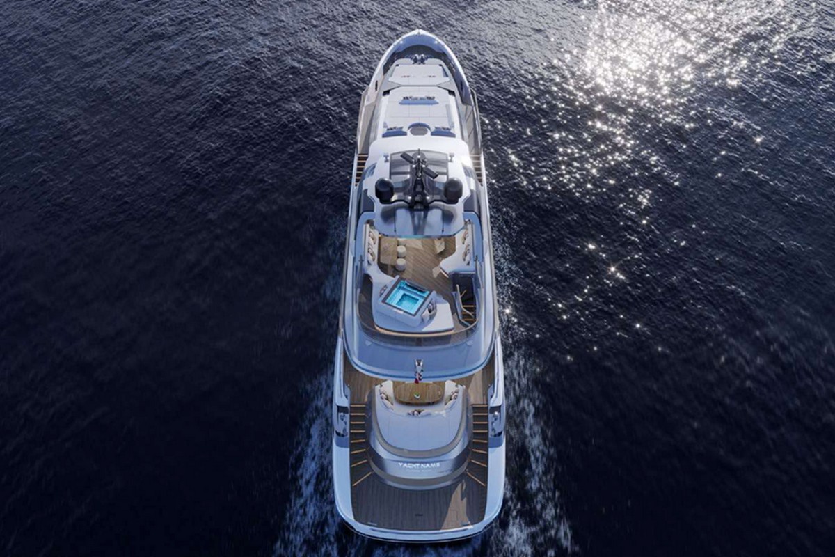 TECNOMAR T-EVO 120, a 2028 Tecnomar 36.6m motor yacht for sale, aerial