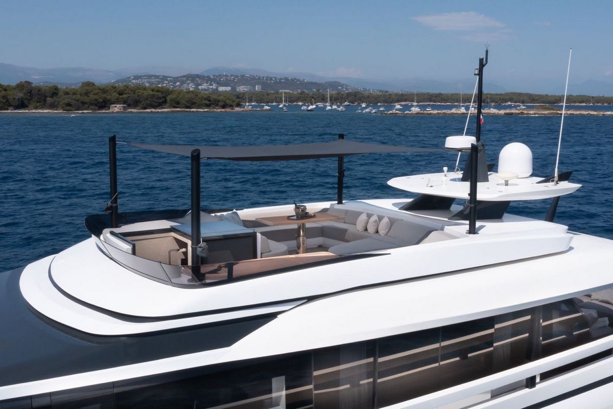 "UILIA", a 2019 EXTRA 28.5m motor yacht for sale, aerial