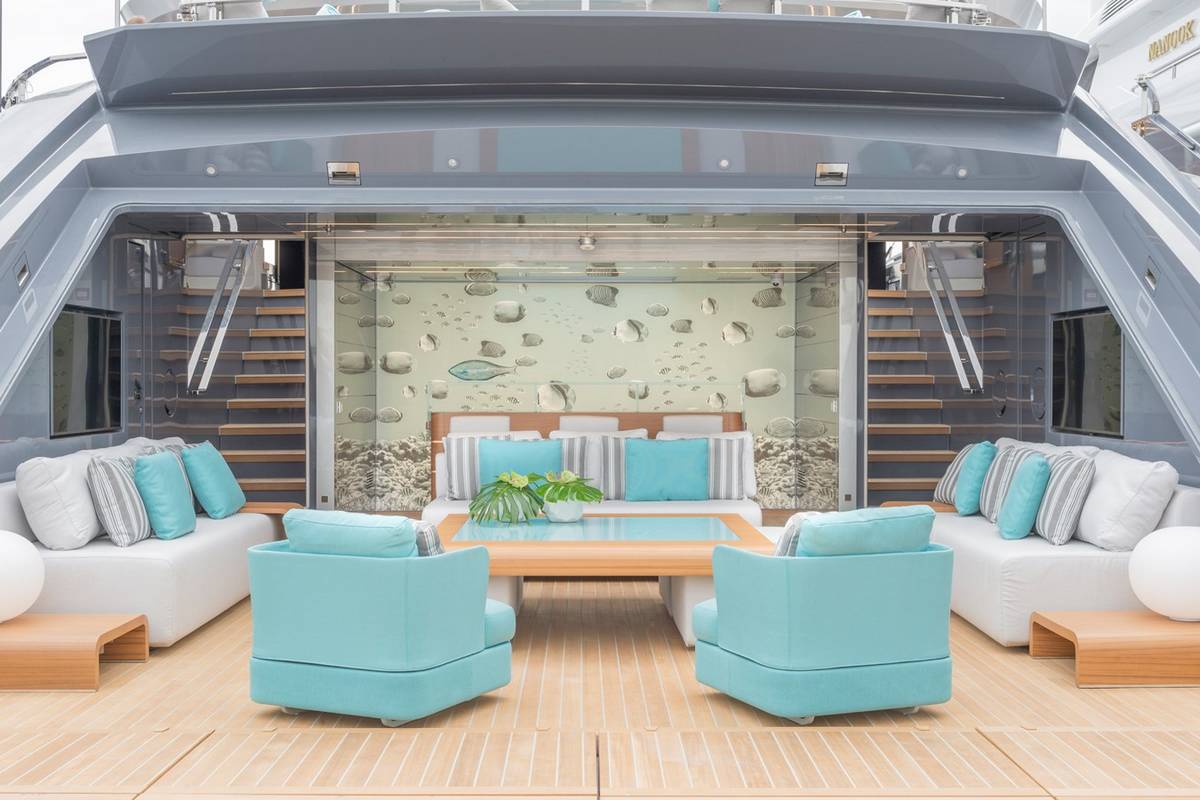"UTOPIA IV", a 2018 ROSSINAVI 63m motor yacht for sale, beach club