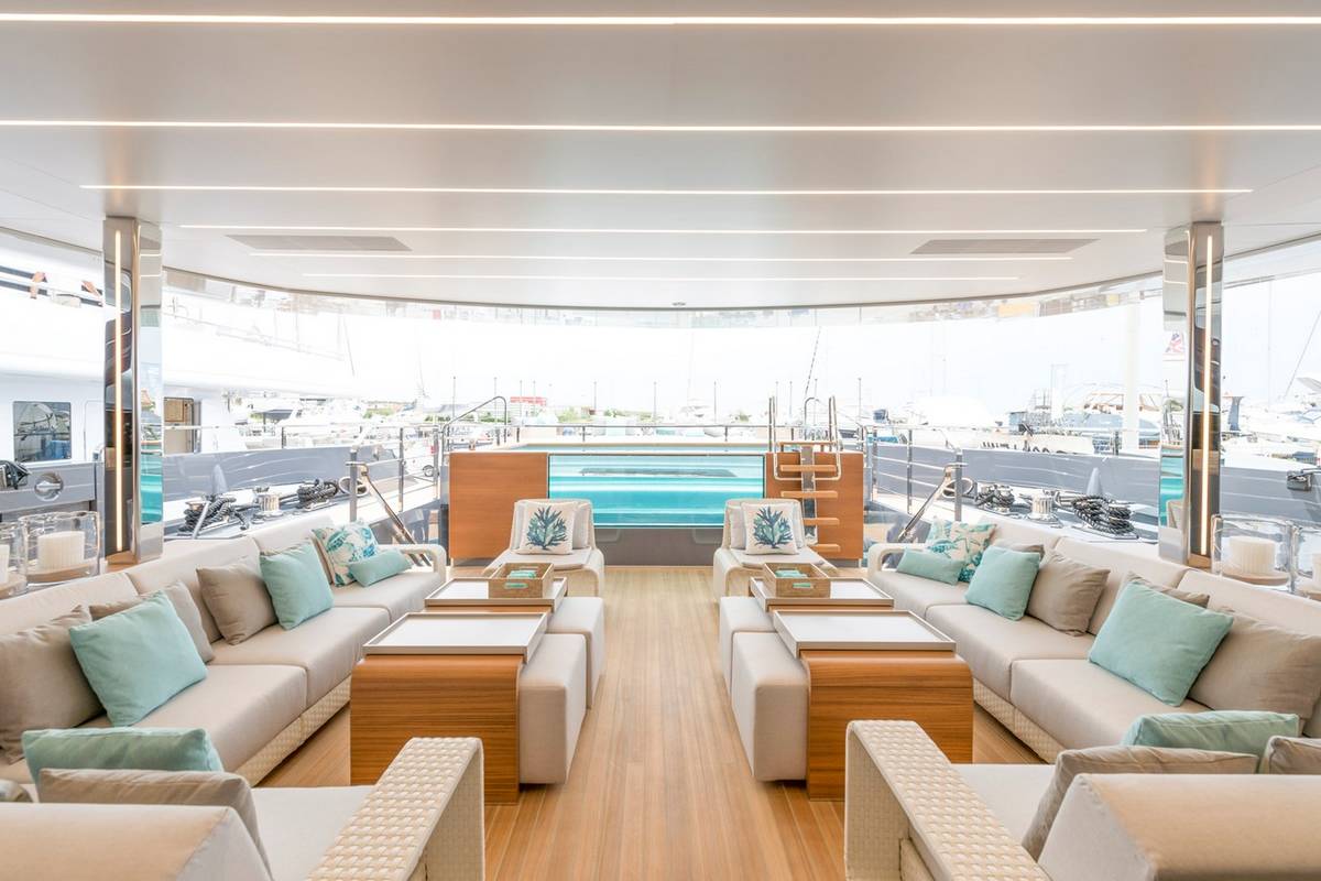 "UTOPIA IV", a 2018 ROSSINAVI 63m motor yacht for sale, aft deck pool