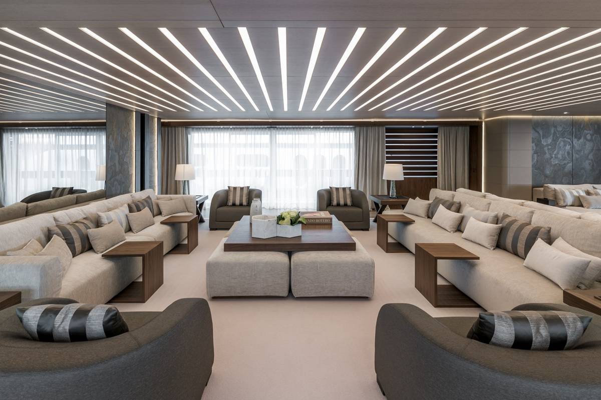 "UTOPIA IV", a 2018 ROSSINAVI 63m motor yacht for sale, main salon