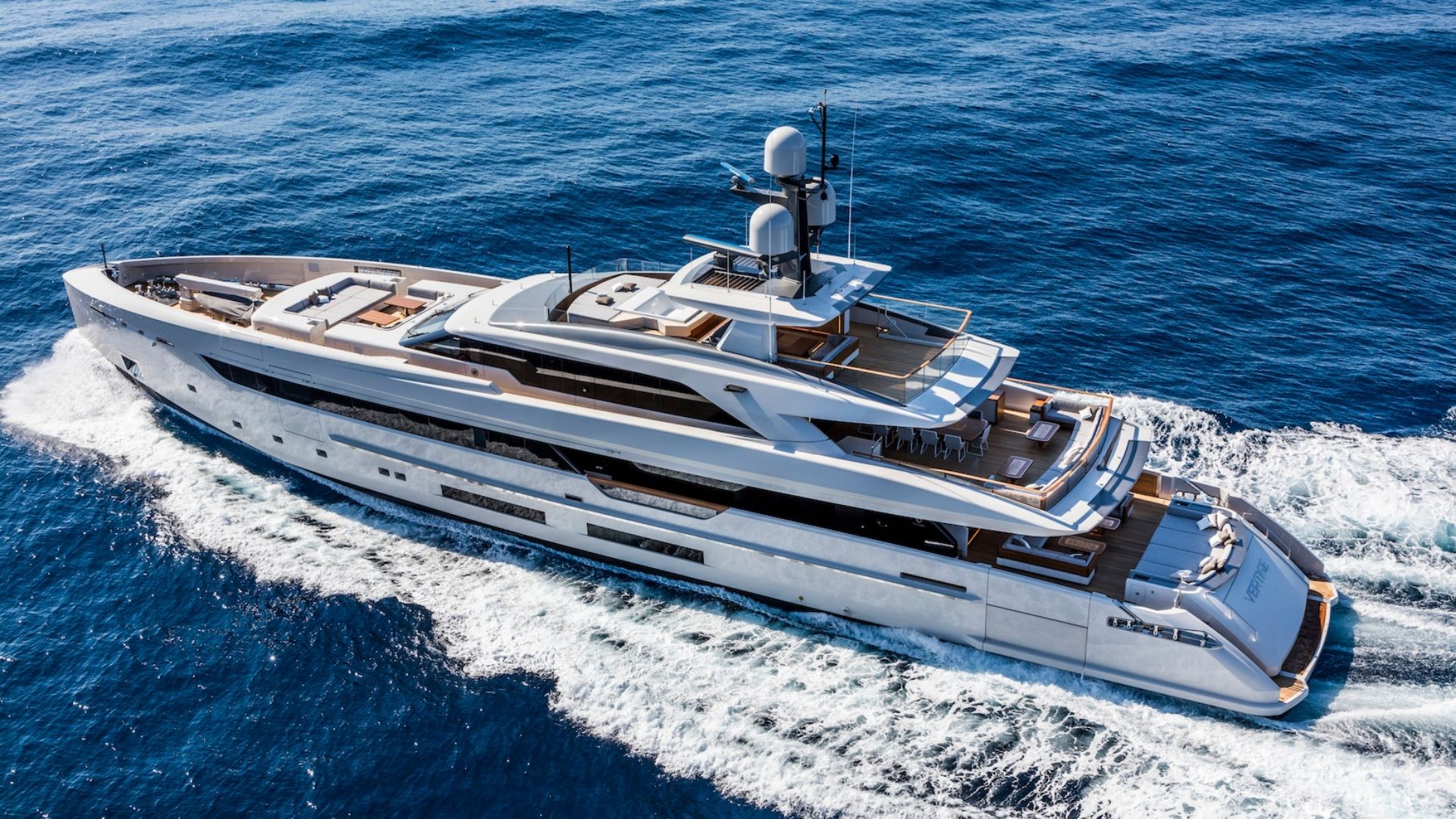 "VERTIGE", a 2017 Tankoa 49.9m motor yacht for charter, aerial