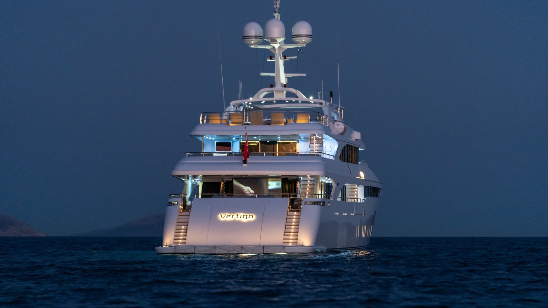 "VERTIGO", a 2007 Golden Yachts 51.84m motor yacht for charter, stern