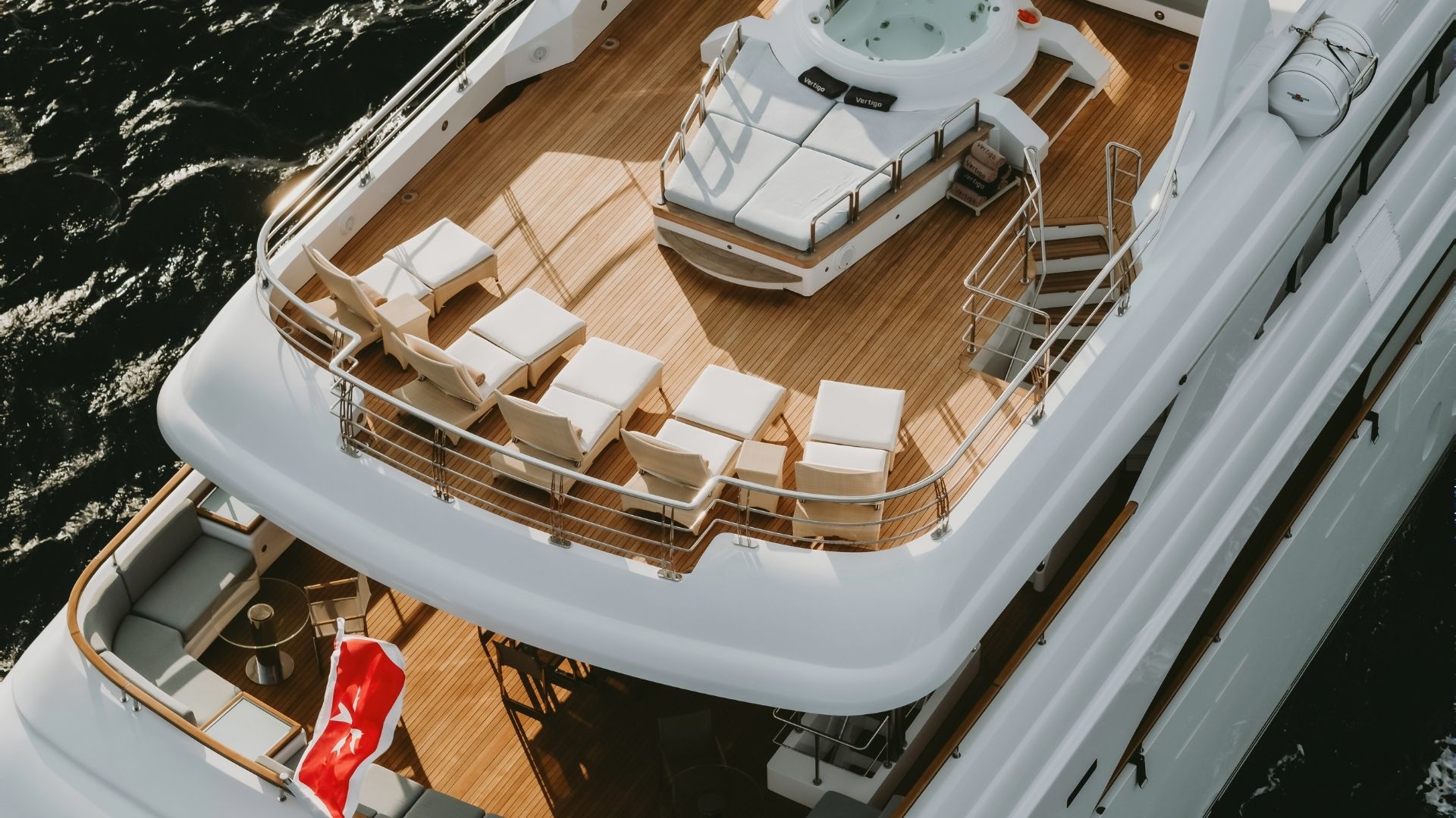 "VERTIGO", a 2007 Golden Yachts 51.84m motor yacht for charter, aerial