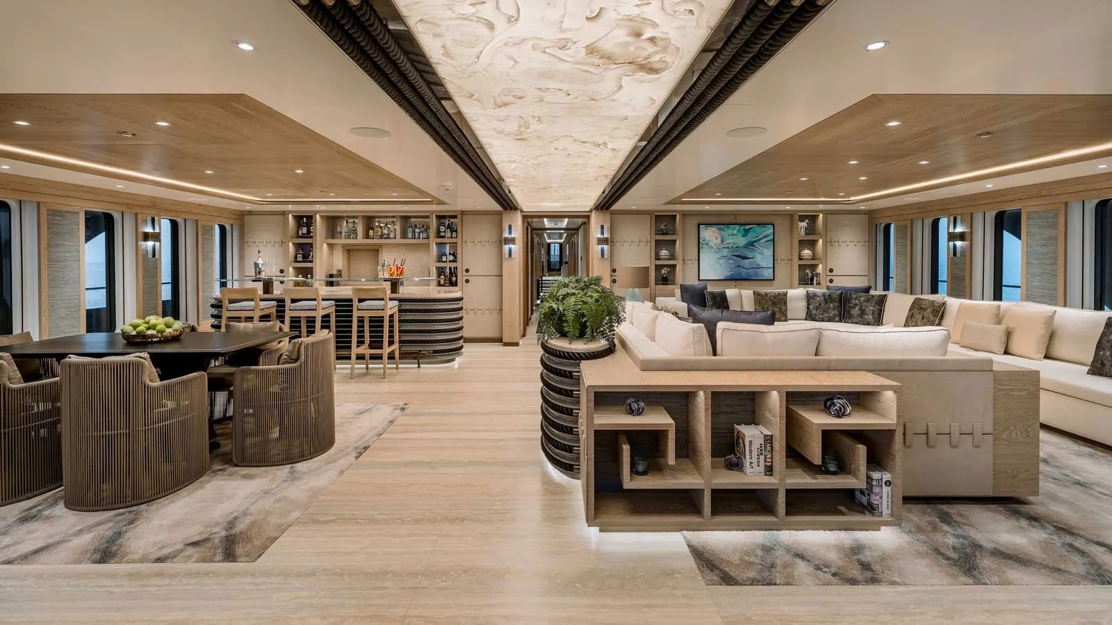 "VICTORIOUS", a 2021 Akyacht 85.01m motor yacht for charter, upper deck lounge