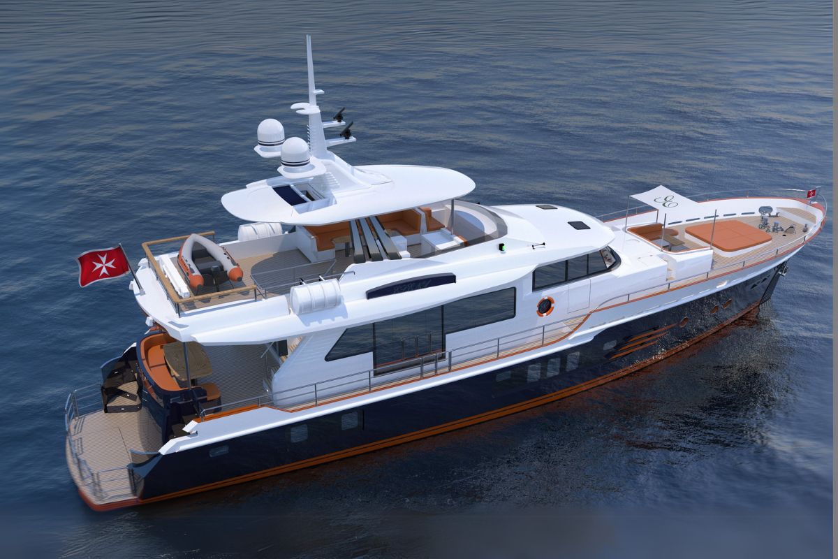 VOYAGE 90, a 2027 Ava Yachts 26.2m motor yacht for sale, aerial