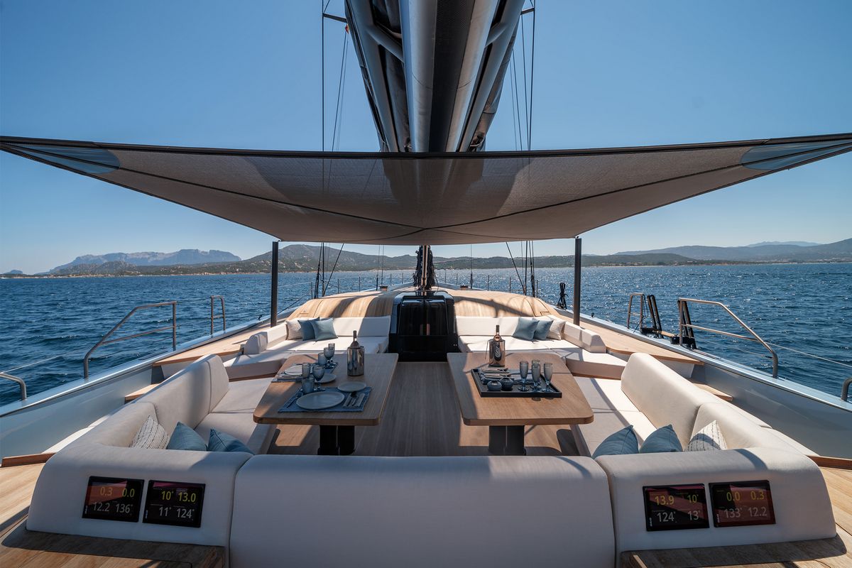 WALLYWIND 110, a 2025 Wally 33.42m sailing yacht for sale, cockpit dining