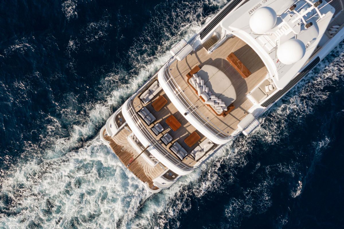 "WERE DREAMS", a 2008 AMELS 52.3m motor yacht for sale, aerial