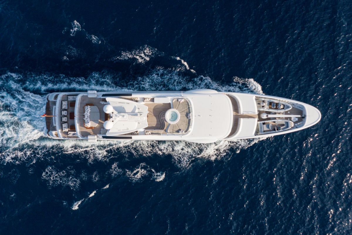 "WERE DREAMS", a 2008 AMELS 52.3m motor yacht for sale, aerial