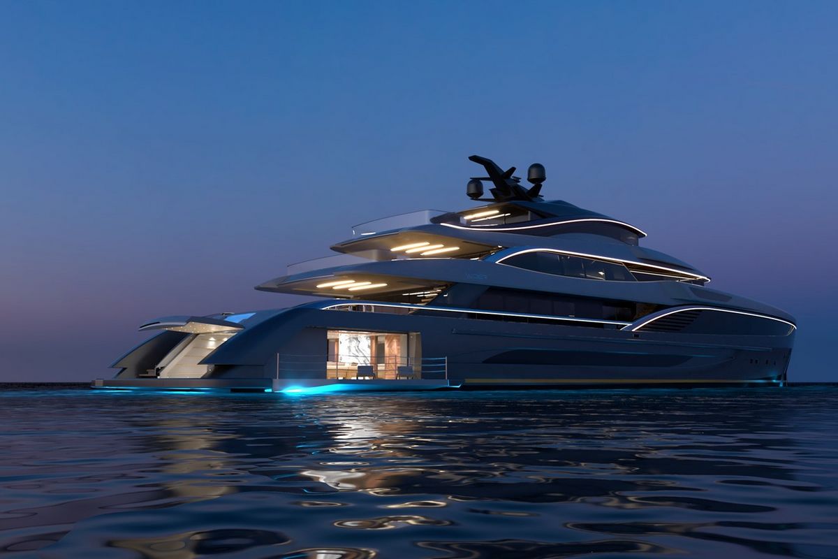 WIDER 64, a 2029 Wider 64m motor yacht for sale, night